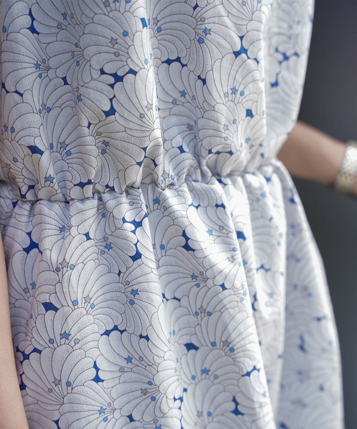 レディース/ワンピース/リゾート/ロングワンピース/リボンショルダー/ノースリーブ/シェル柄/花柄/S/M