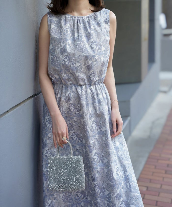 レディース/ワンピース/リゾート/ロングワンピース/リボンショルダー/ノースリーブ/シェル柄/花柄/S/M