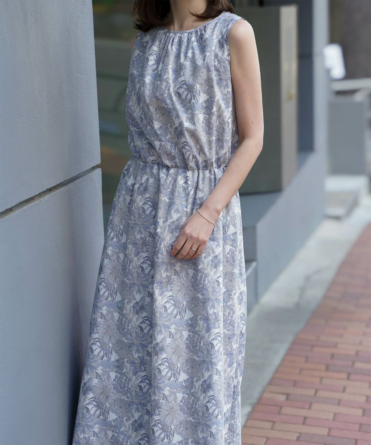 レディース/ワンピース/リゾート/ロングワンピース/リボンショルダー/ノースリーブ/シェル柄/花柄/S/M