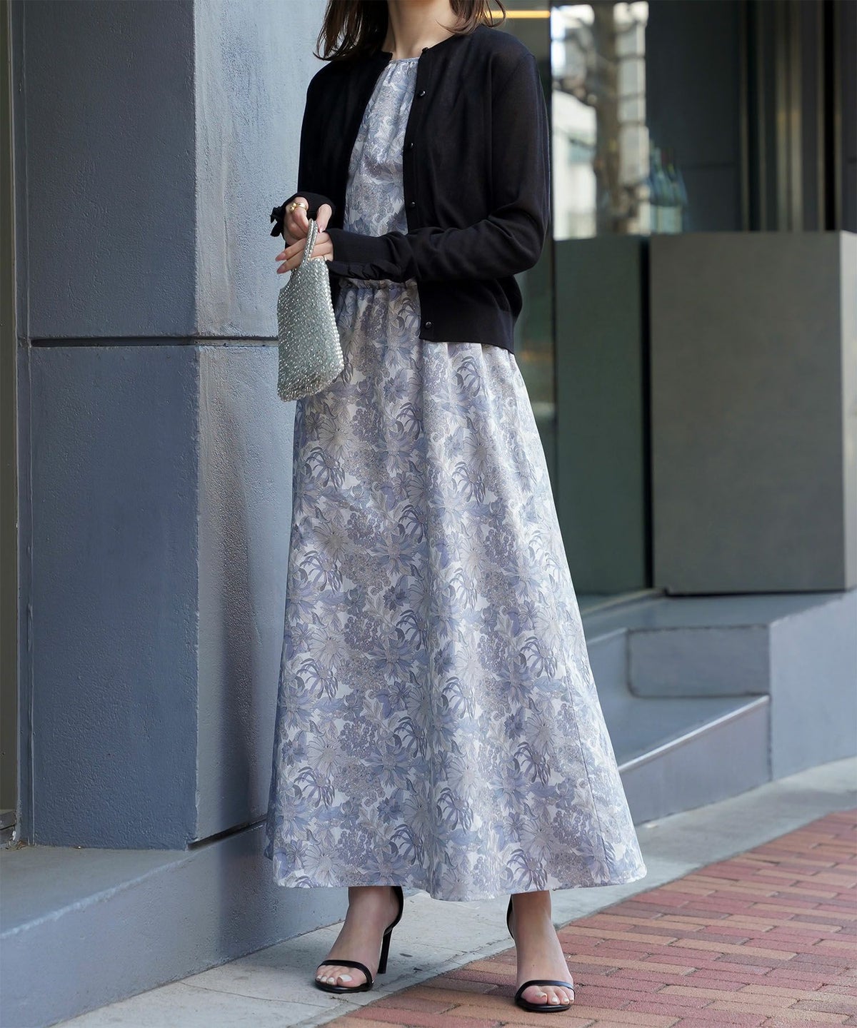 レディース/ワンピース/リゾート/ロングワンピース/リボンショルダー/ノースリーブ/シェル柄/花柄/S/M