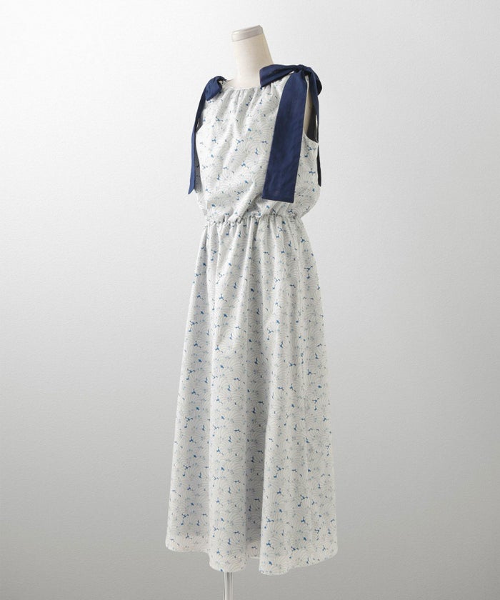 レディース/ワンピース/リゾート/ロングワンピース/リボンショルダー/ノースリーブ/シェル柄/花柄/S/M