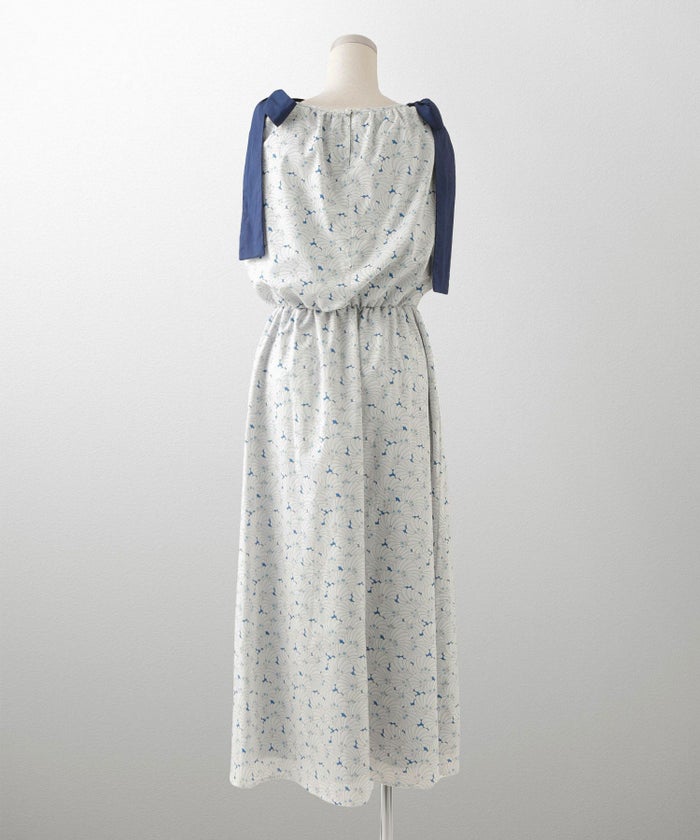 レディース/ワンピース/リゾート/ロングワンピース/リボンショルダー/ノースリーブ/シェル柄/花柄/S/M