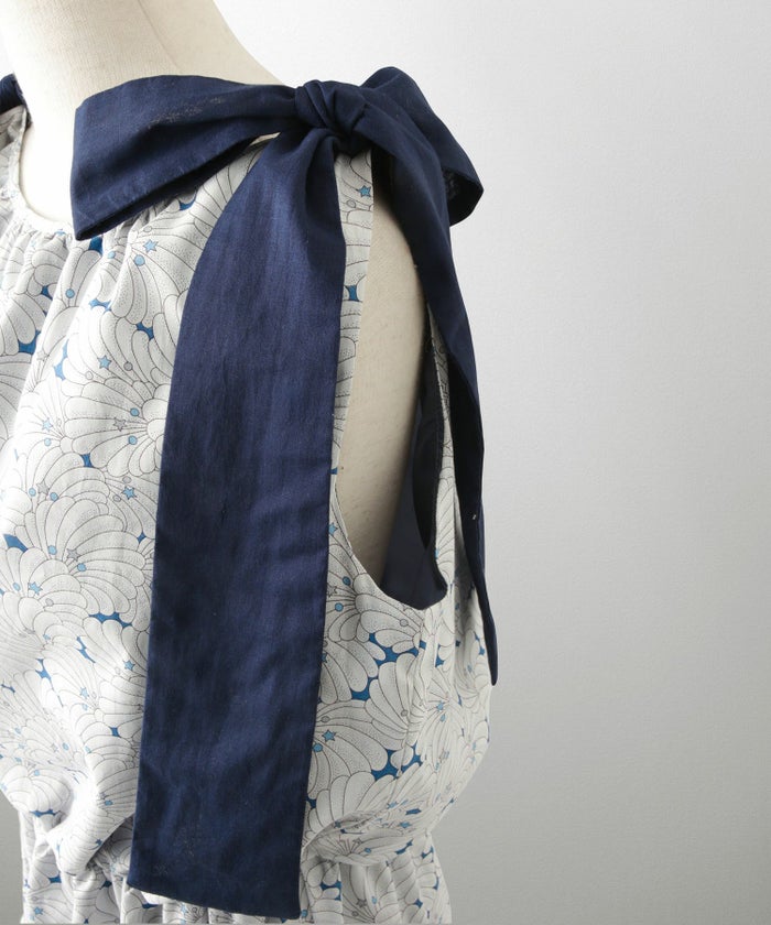 レディース/ワンピース/リゾート/ロングワンピース/リボンショルダー/ノースリーブ/シェル柄/花柄/S/M