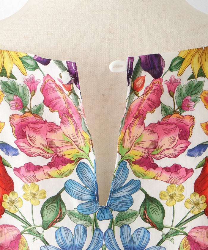 レディース ロングワンピース リゾート 花柄 リバティ柄 ノースリーブ/ミックス/イエロー/S/M