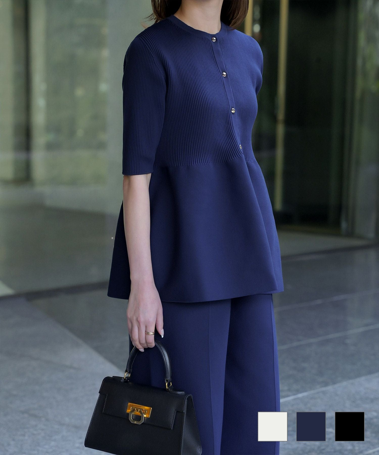 ホールガーメント ニット ペプラム トップス HUIT 全3色｜hit421-0238