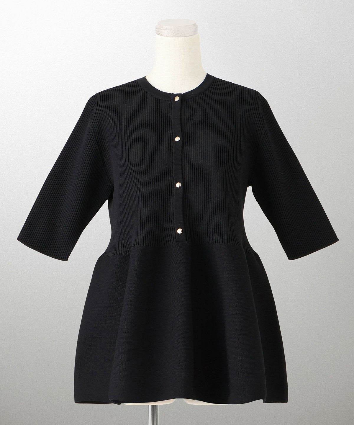 レディース 半袖 サマーニット セットアップ きれいめ 洗える ホワイト ネイビー ブラック M ペプラム 半袖