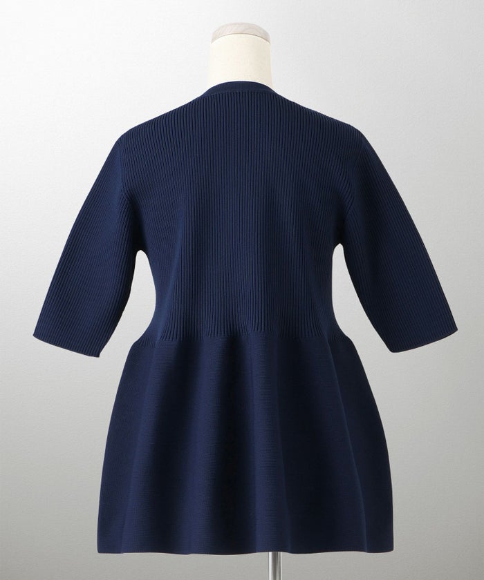 レディース 半袖 サマーニット セットアップ きれいめ 洗える ホワイト ネイビー ブラック M ペプラム 半袖