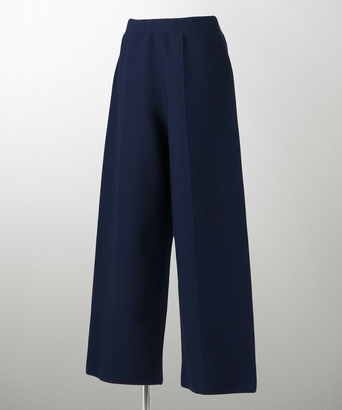 レディース パンツ サマーニット セットアップ きれいめ 洗える ホワイト ネイビー ブラック M ワイド センタープレス