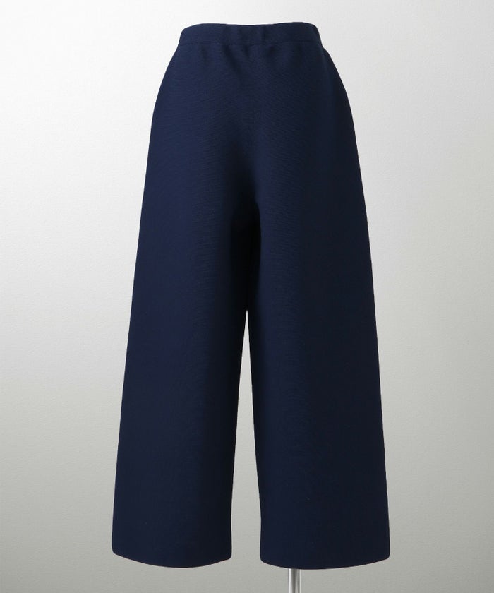 レディース パンツ サマーニット セットアップ きれいめ 洗える ホワイト ネイビー ブラック M ワイド センタープレス