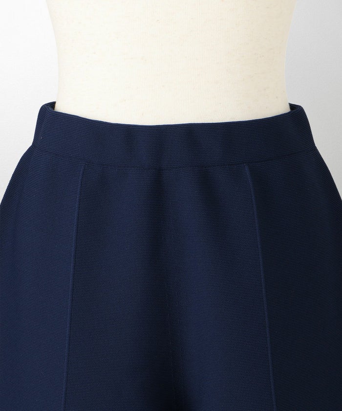 レディース パンツ サマーニット セットアップ きれいめ 洗える ホワイト ネイビー ブラック M ワイド センタープレス