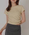 フィットTシャツ コンパクトT 半袖トップス きれいめカジュアル 着回し 細見え 華奢見え 韓国風 モード 通勤 デイリー 夏コーデ キノザケイ