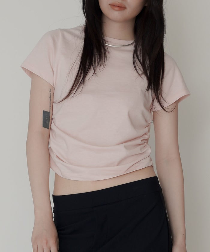 フィットTシャツ コンパクトT 半袖トップス きれいめカジュアル 着回し 細見え 華奢見え 韓国風 モード 通勤 デイリー 夏コーデ キノザケイ
