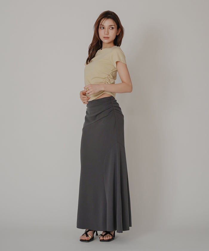 フィットTシャツ コンパクトT 半袖トップス きれいめカジュアル 着回し 細見え 華奢見え 韓国風 モード 通勤 デイリー 夏コーデ キノザケイ