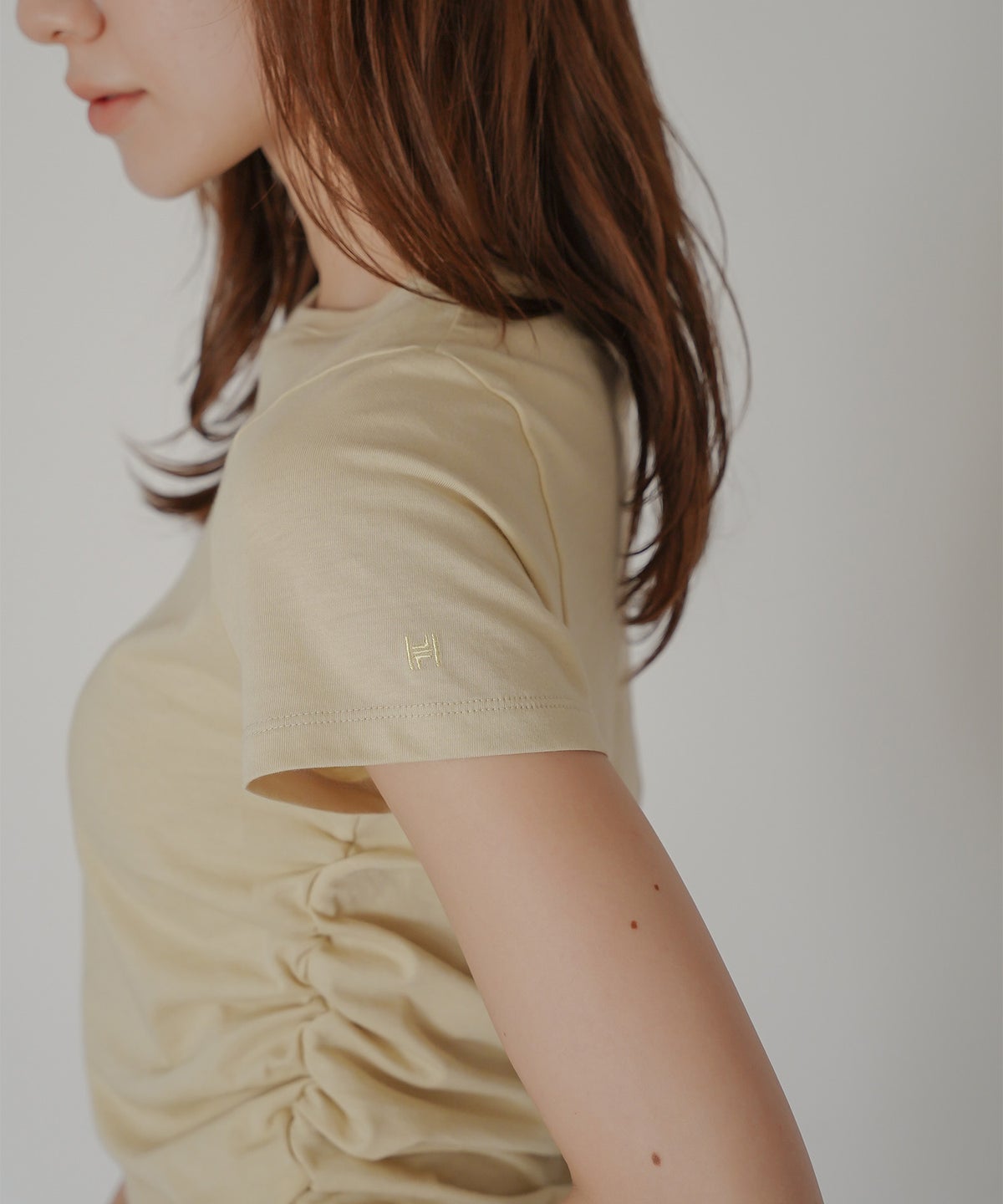 フィットTシャツ コンパクトT 半袖トップス きれいめカジュアル 着回し 細見え 華奢見え 韓国風 モード 通勤 デイリー 夏コーデ キノザケイ