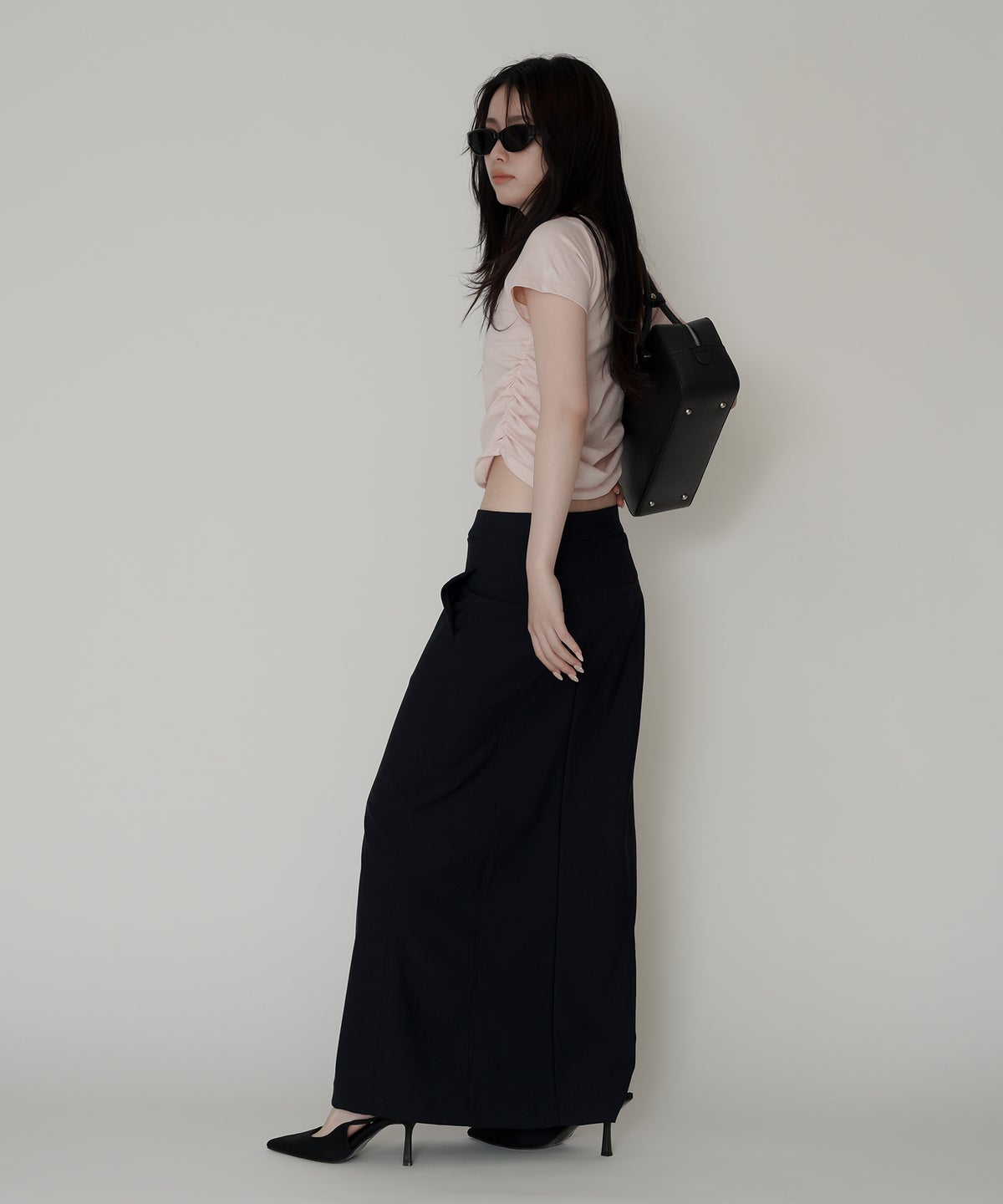 フィットTシャツ コンパクトT 半袖トップス きれいめカジュアル 着回し 細見え 華奢見え 韓国風 モード 通勤 デイリー 夏コーデ キノザケイ