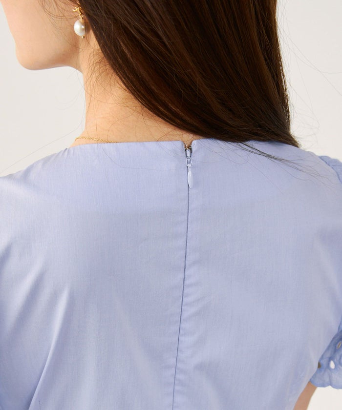 手洗い可Vネックレースおしゃれフェミニンナチュラル上品大人可愛いきれいめ夏ジョイントスペース