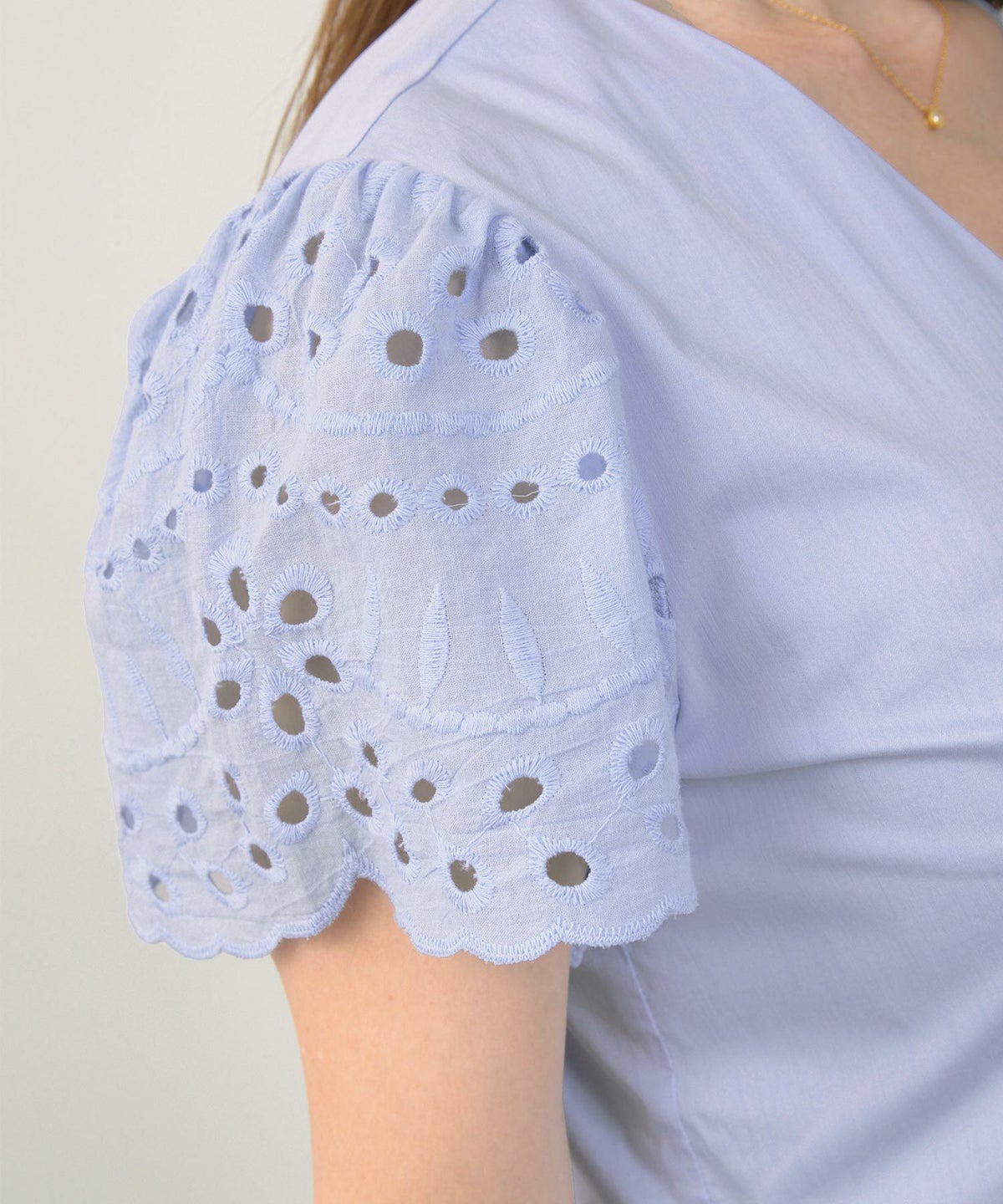 手洗い可Vネックレースおしゃれフェミニンナチュラル上品大人可愛いきれいめ夏ジョイントスペース