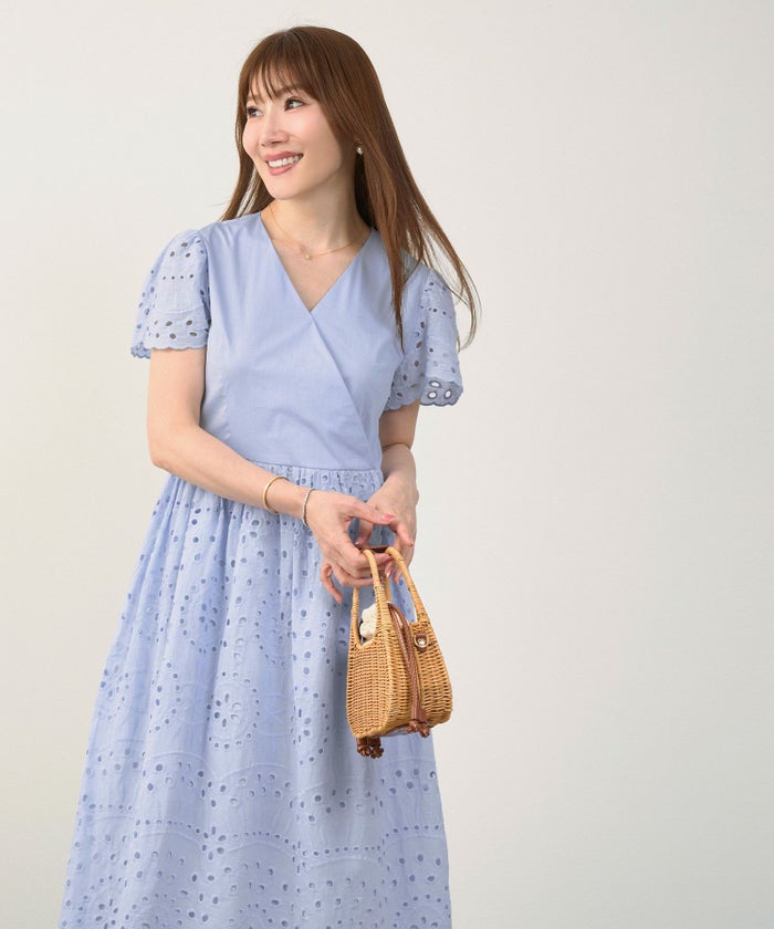 手洗い可Vネックレースおしゃれフェミニンナチュラル上品大人可愛いきれいめ夏ジョイントスペース