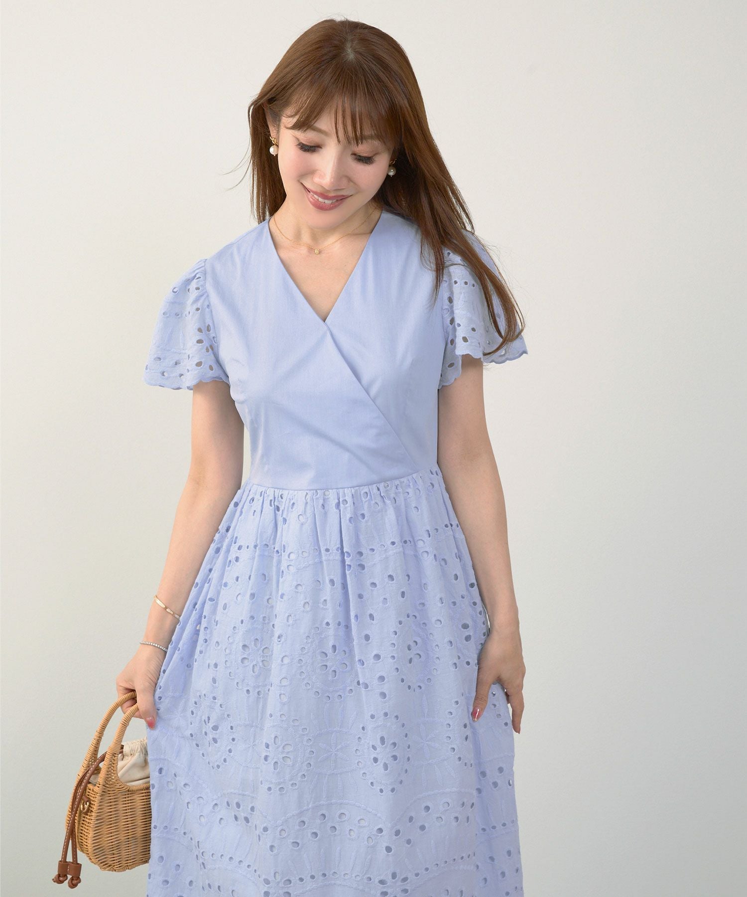 カシュクール コットンレース ワンピース Liala×PG 全2色｜lpg311-2101