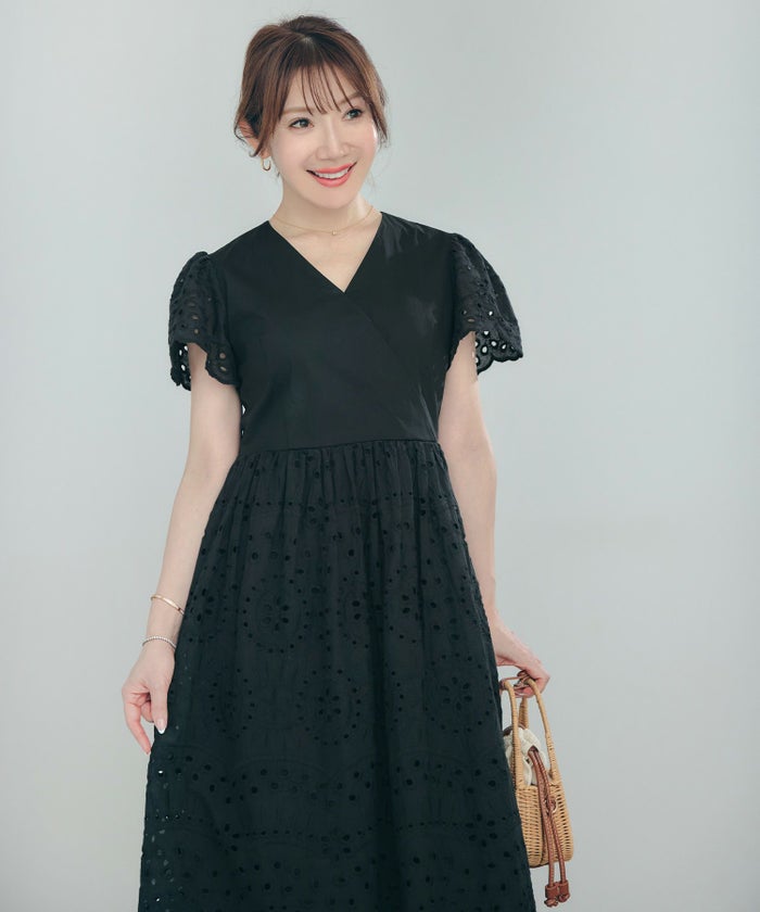 手洗い可Vネックレースおしゃれフェミニンナチュラル上品大人可愛いきれいめ夏ジョイントスペース