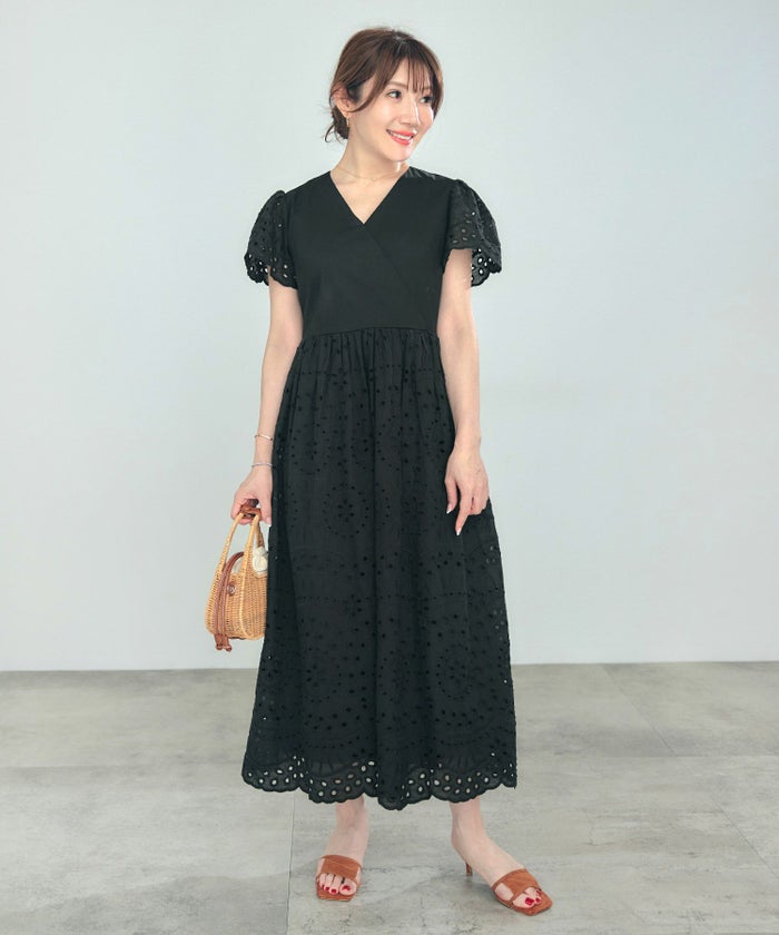 手洗い可Vネックレースおしゃれフェミニンナチュラル上品大人可愛いきれいめ夏ジョイントスペース