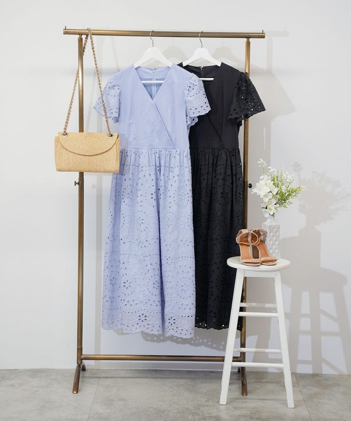 手洗い可Vネックレースおしゃれフェミニンナチュラル上品大人可愛いきれいめ夏ジョイントスペース