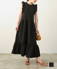 フリル ティアード ノースリーブ ワンピース, ワンピース, Liala×PG, 30代、40代、働く女性、ママ, 休日、通勤、ワンマイルウェア、授業参観、 フリル ティアード ノースリーブ ワンピース Liala×PG