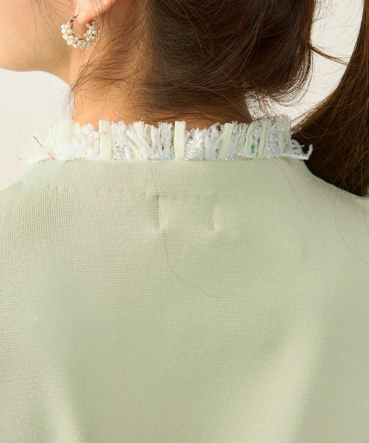 手洗い可体型カバーオフィスラウンドネックパフ袖おしゃれフェミニン上品大人可愛いきれいめシンプルカジュアルジョイントスペース