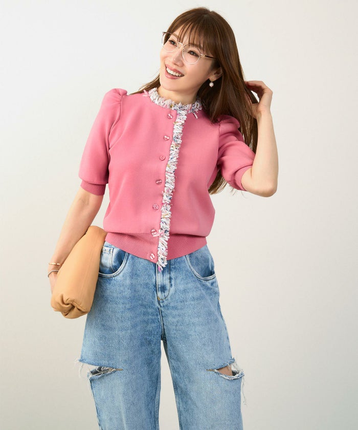 手洗い可体型カバーオフィスラウンドネックパフ袖おしゃれフェミニン上品大人可愛いきれいめシンプルカジュアルジョイントスペース