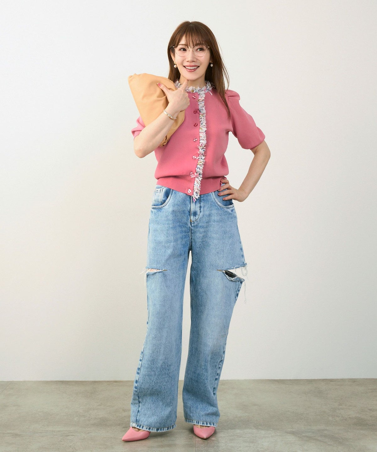 手洗い可体型カバーオフィスラウンドネックパフ袖おしゃれフェミニン上品大人可愛いきれいめシンプルカジュアルジョイントスペース