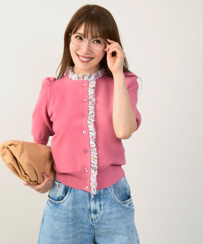 手洗い可体型カバーオフィスラウンドネックパフ袖おしゃれフェミニン上品大人可愛いきれいめシンプルカジュアルジョイントスペース