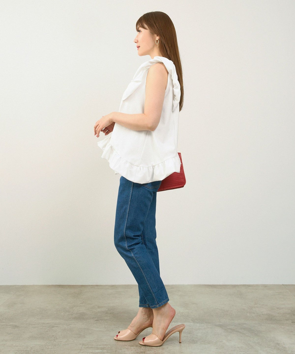 手洗い可おしゃれノースリーブイレヘムフェミニンナチュラルカジュアル上品大人可愛いきれいめ体型カバー夏ジョイントスペース