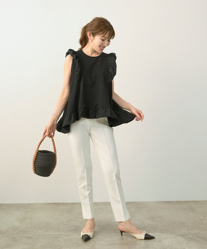 手洗い可おしゃれノースリーブイレヘムフェミニンナチュラルカジュアル上品大人可愛いきれいめ体型カバー夏ジョイントスペース