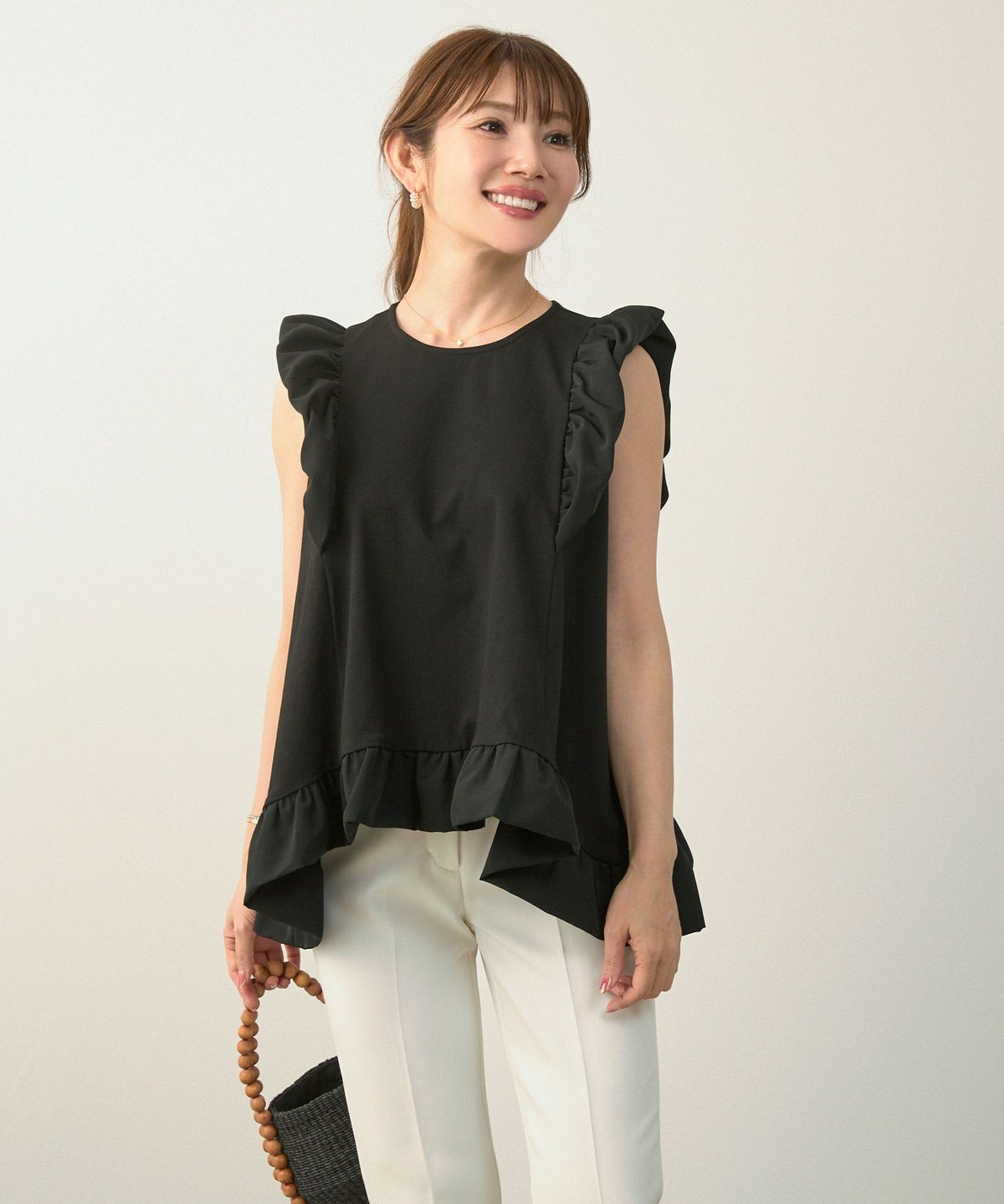 手洗い可おしゃれノースリーブイレヘムフェミニンナチュラルカジュアル上品大人可愛いきれいめ体型カバー夏ジョイントスペース