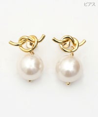 ツイスト リボン パール ピアス イヤリング Twist Ribbon Pearl Pierce Earring 真鍮 チタンポスト プラパール ツイスト リボン パール ピアス イヤリング Twist Ribbon Pearl Pierce Earring （Liala）