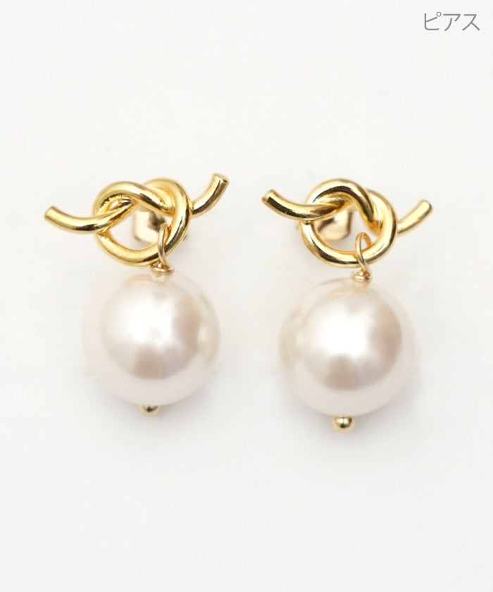 ツイスト リボン パール ピアス イヤリング Twist Ribbon Pearl Pierce Earring 真鍮 チタンポスト プラパール ツイスト リボン パール ピアス イヤリング Twist Ribbon Pearl Pierce Earring （Liala）