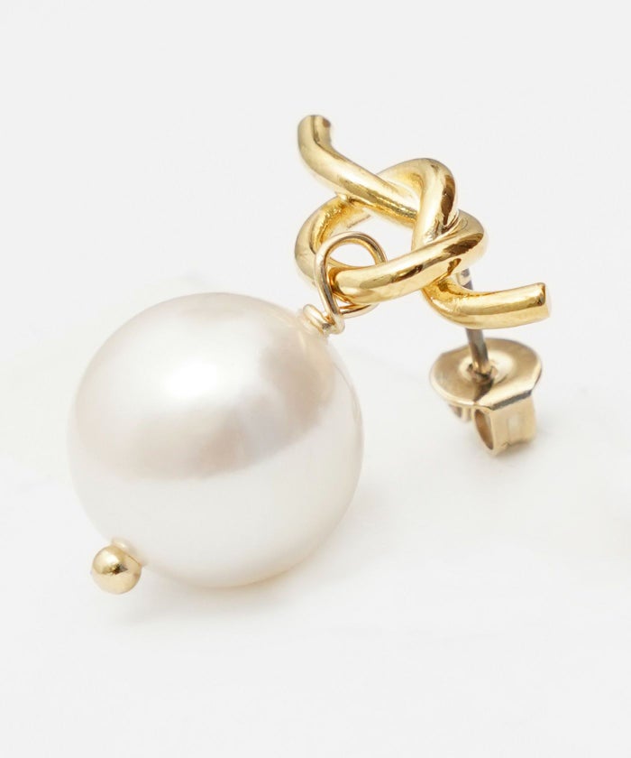 ツイスト リボン パール ピアス イヤリング Twist Ribbon Pearl Pierce Earring