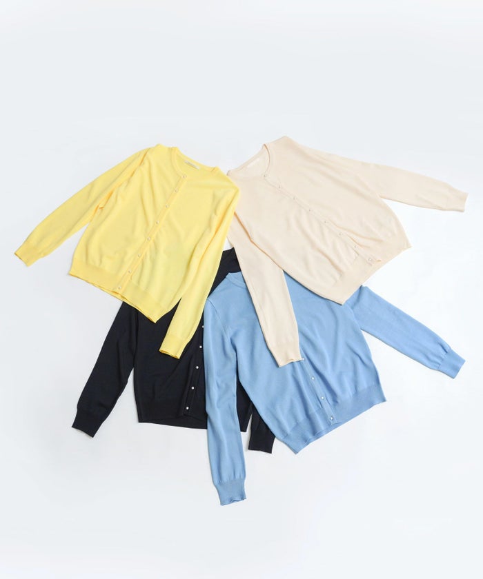 セレクトニットカーディガン長袖春夏サマーニットオフィスきれいめ大人薄手UVカット洗えるジョイントスペース