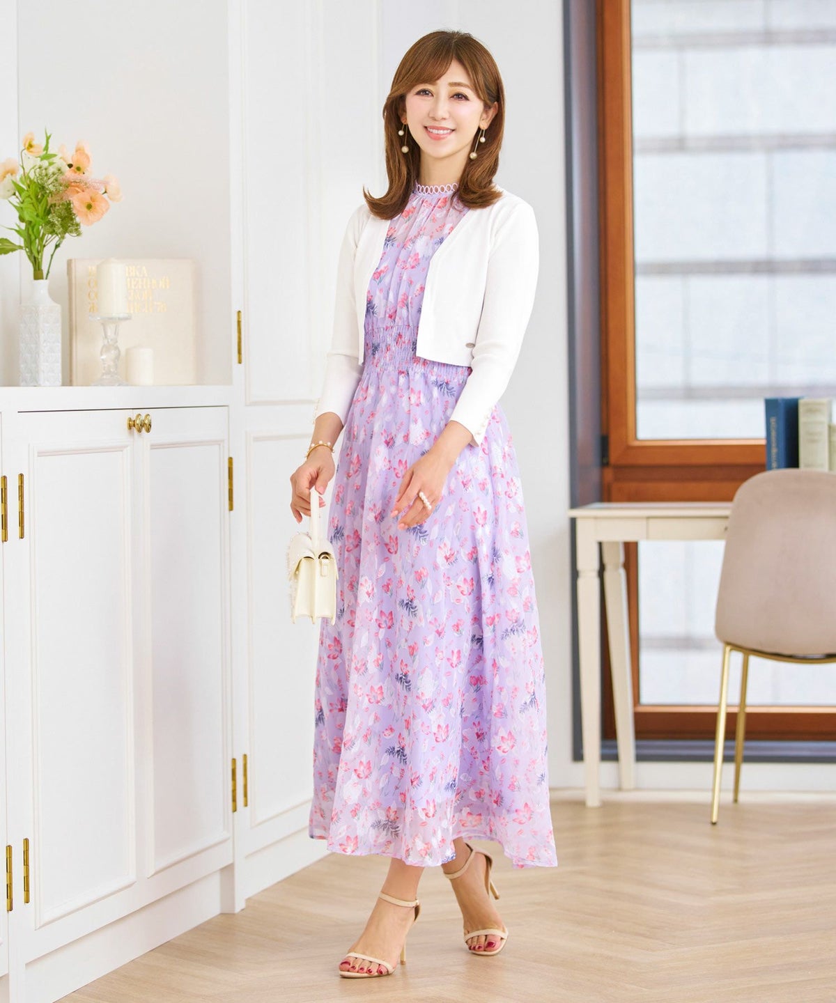 サマーニット トップス 大人 オフィス きれいめ かわいい 白黒 ピンク 羽織り 春夏秋 7分袖 ショート丈 ジョイントスペース