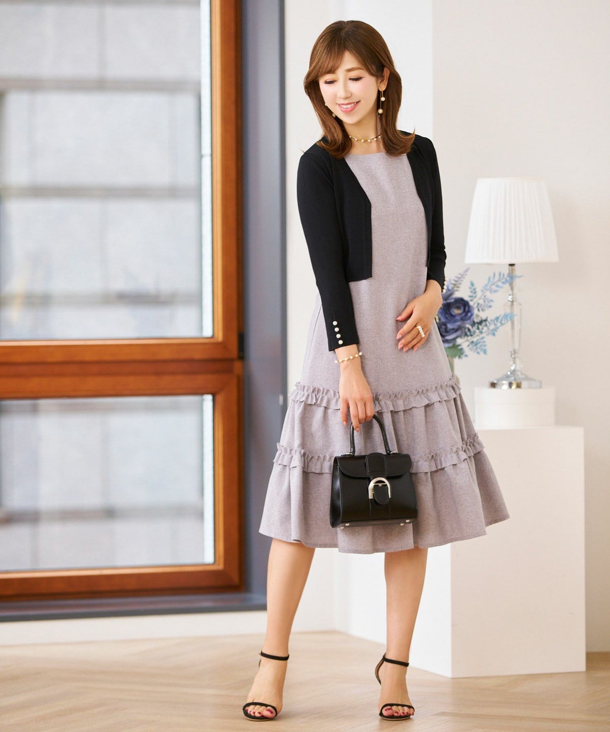 サマーニット トップス 大人 オフィス きれいめ かわいい 白黒 ピンク 羽織り 春夏秋 7分袖 ショート丈 ジョイントスペース