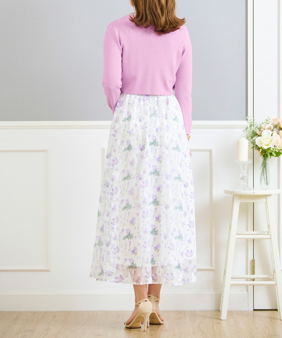 サマーニット トップス 大人 オフィス きれいめ かわいい 白黒 ピンク 羽織り 春夏秋 7分袖 ショート丈 ジョイントスペース