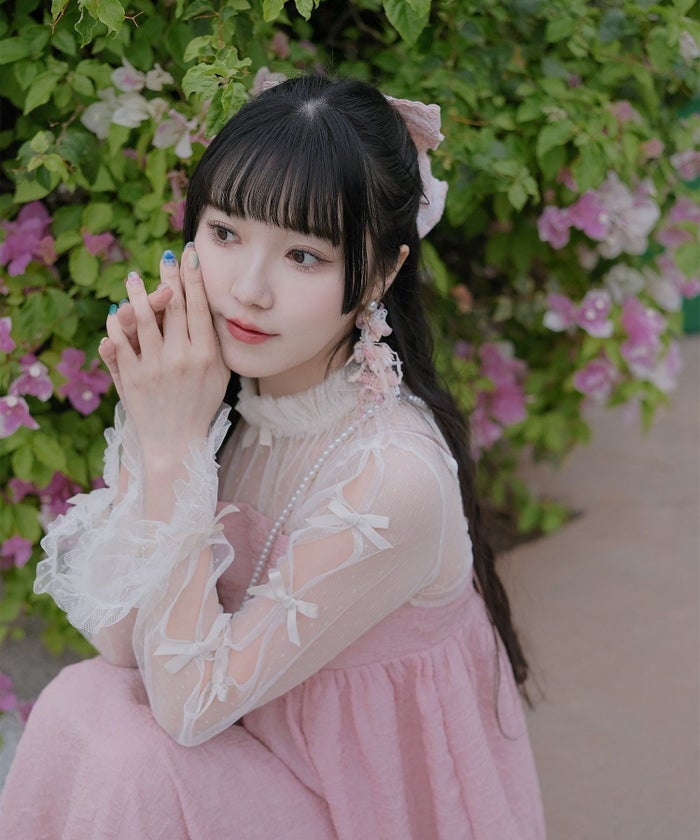 キャミワンピース ロングワンピース スカーフ ピンク/ブルーグリーン/M