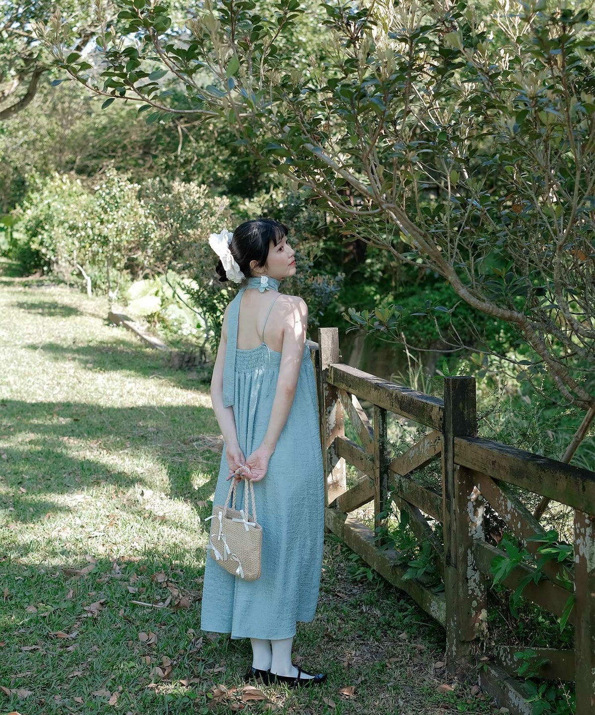 キャミワンピース ロングワンピース スカーフ ピンク/ブルーグリーン/M