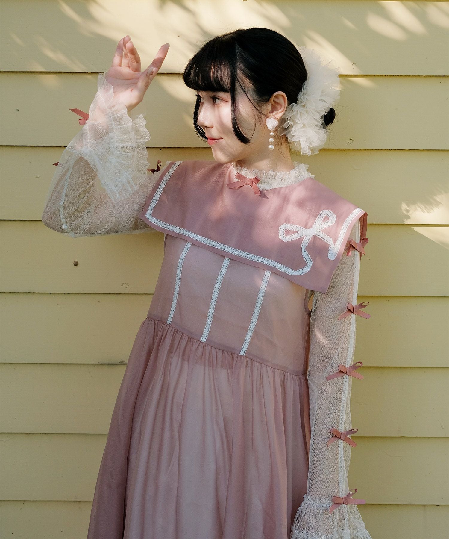 ドットチュール リボン トップス miolite 全5色｜mio511-0132【2