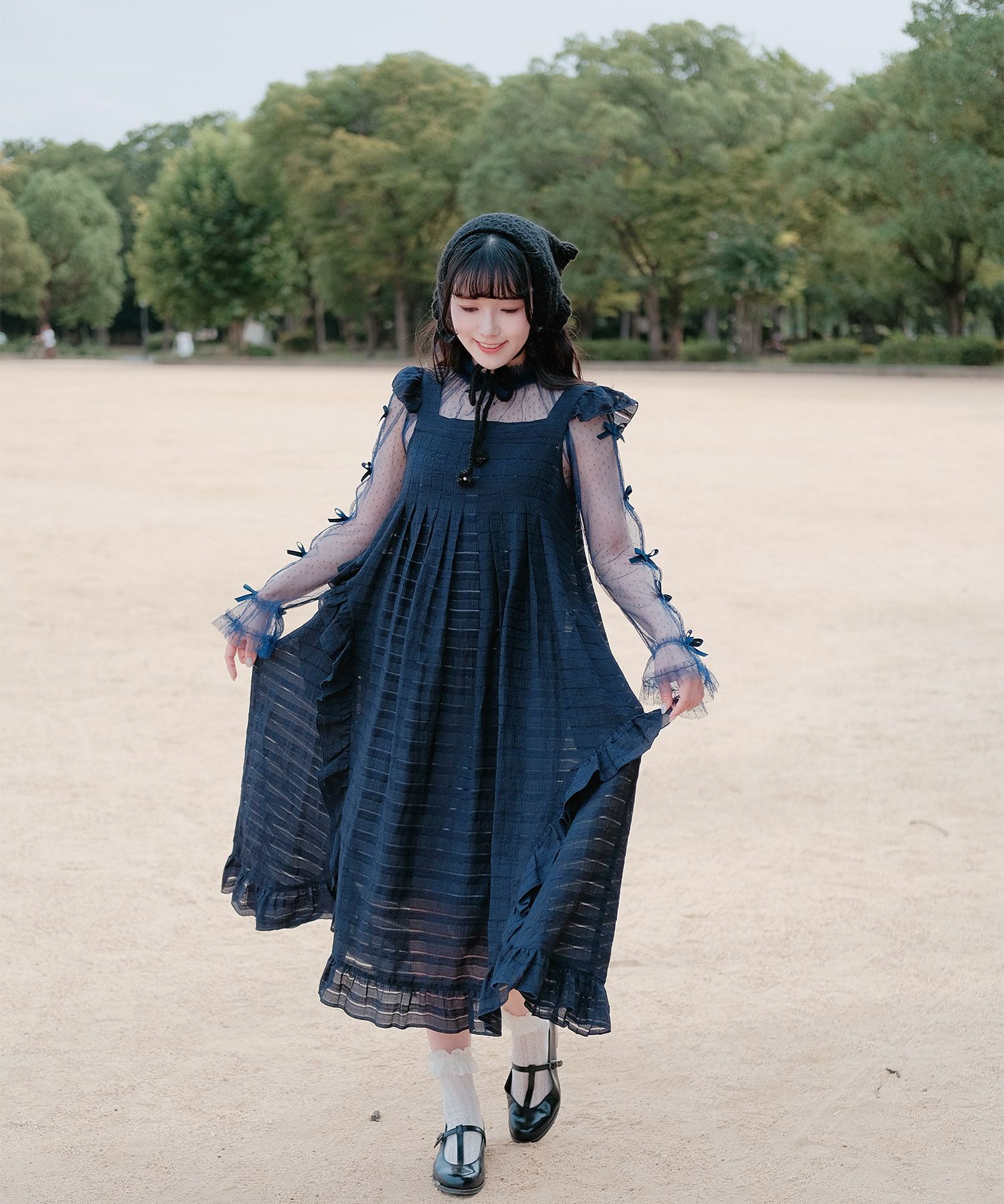 ドットチュール リボン トップス miolite 全5色｜mio511-0132【2