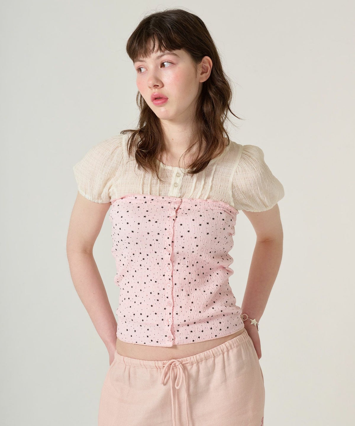 トップス/チューブトップ/スター/ドット