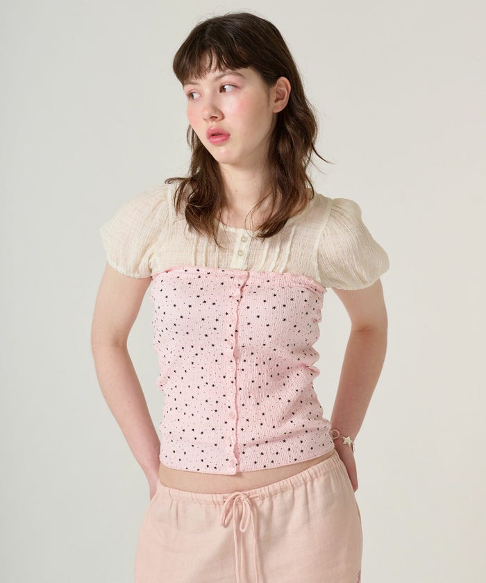 トップス/チューブトップ/スター/ドット