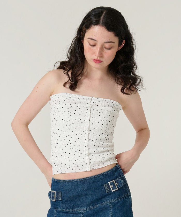 トップス/チューブトップ/スター/ドット