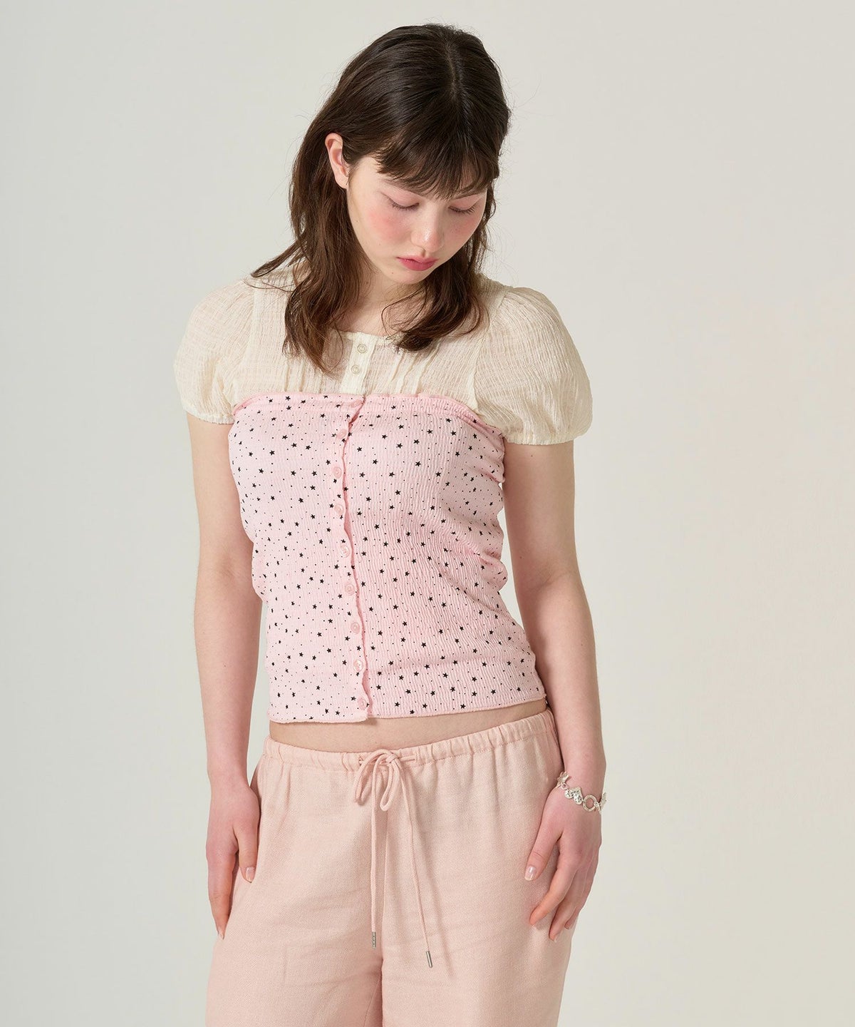 トップス/チューブトップ/スター/ドット