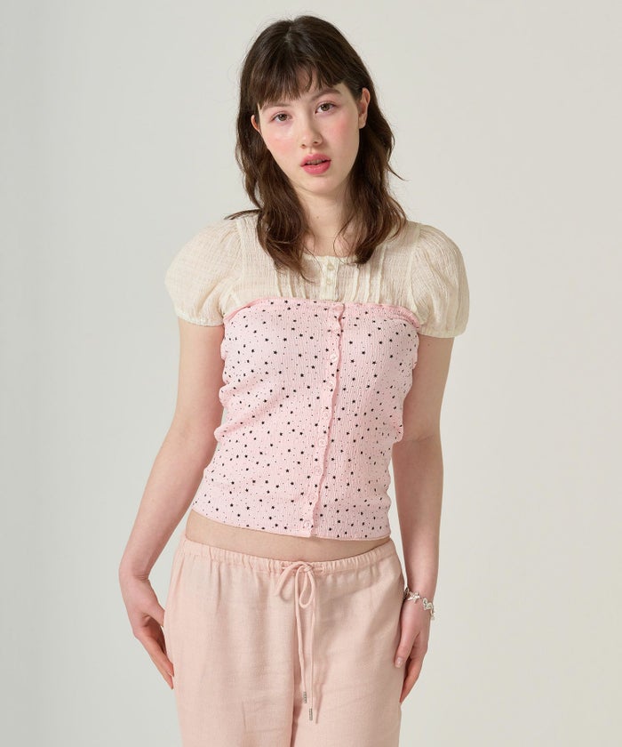 トップス/チューブトップ/スター/ドット